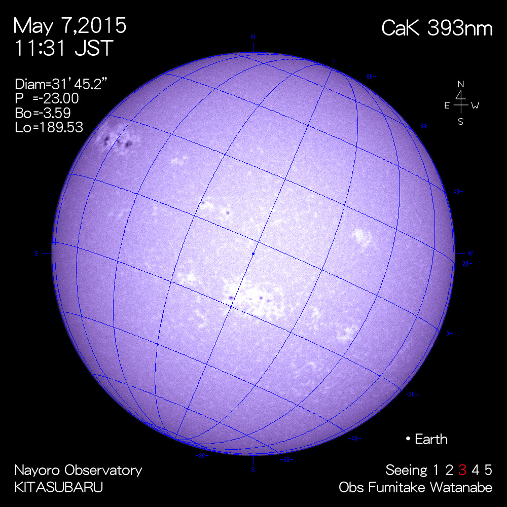2015年5月7日CaK波長の太陽