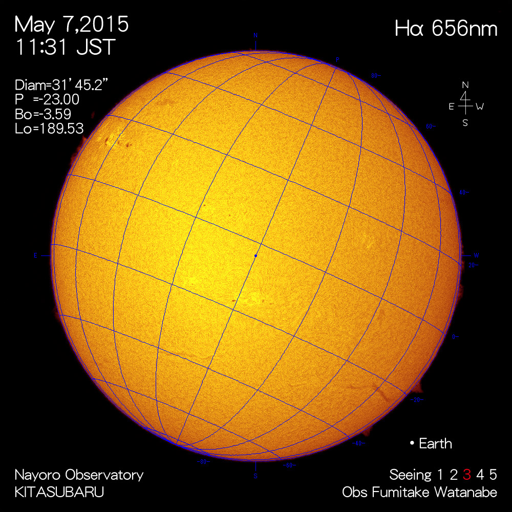 2015年5月7日Hα波長の太陽