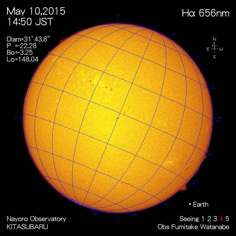 2015年5月10日Hα波長の太陽