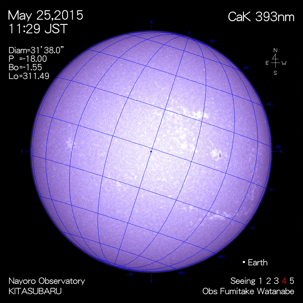 2015年5月25日CaK波長の太陽