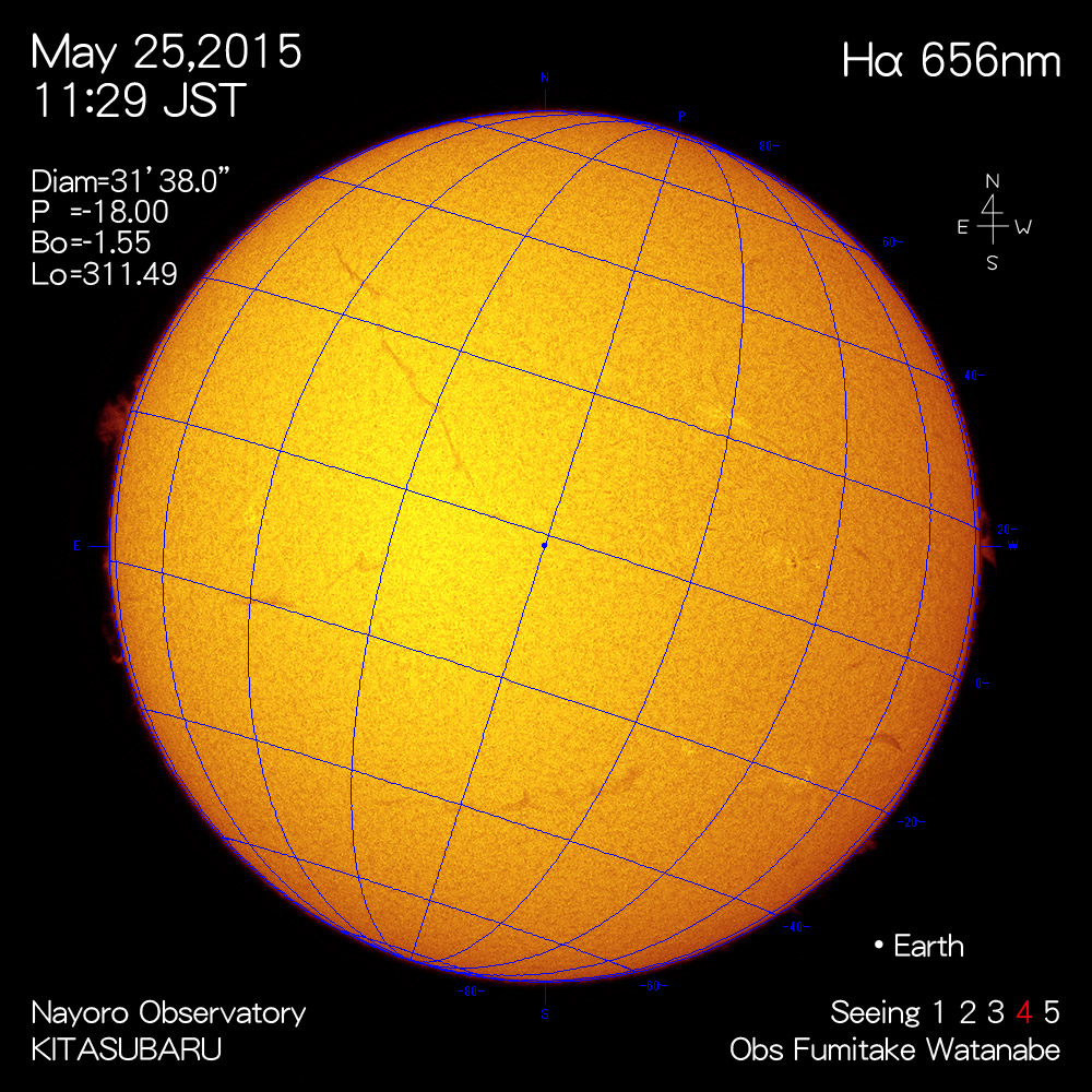 2015年5月25日Hα波長の太陽
