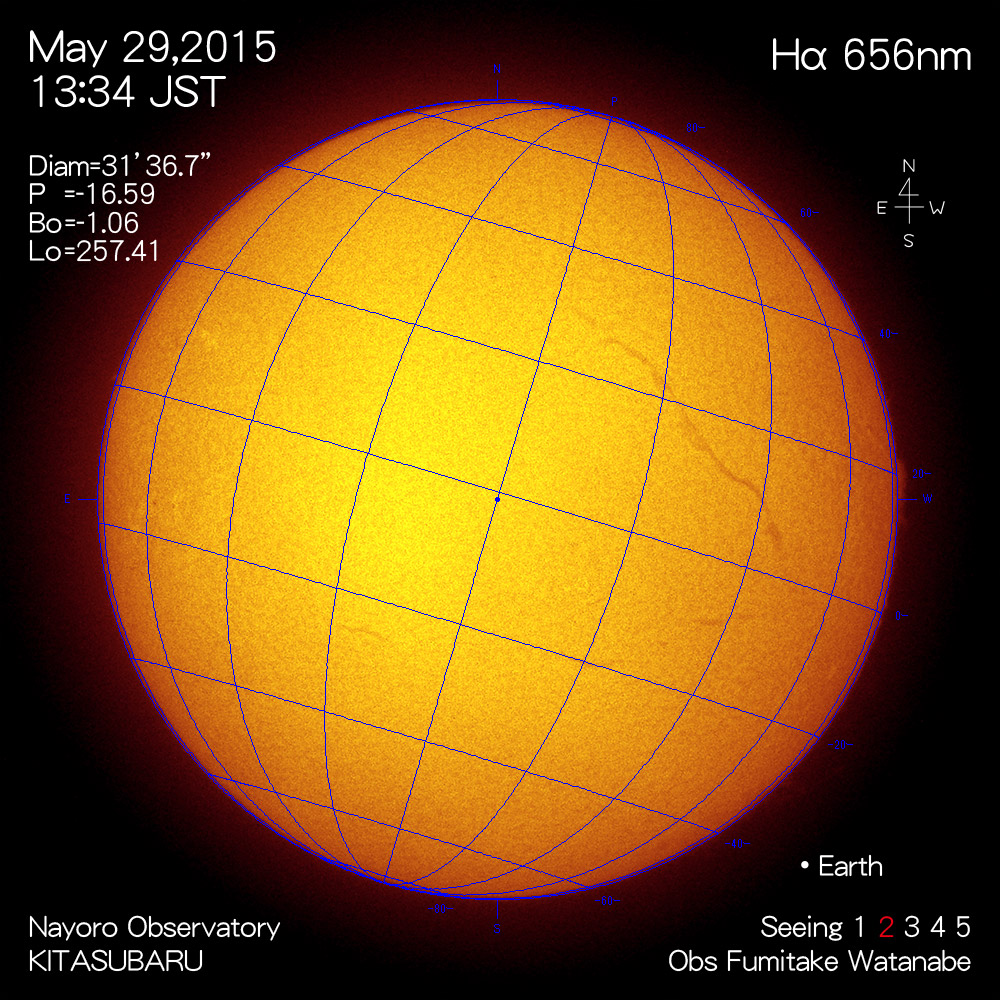 2015年5月29日Hα波長の太陽
