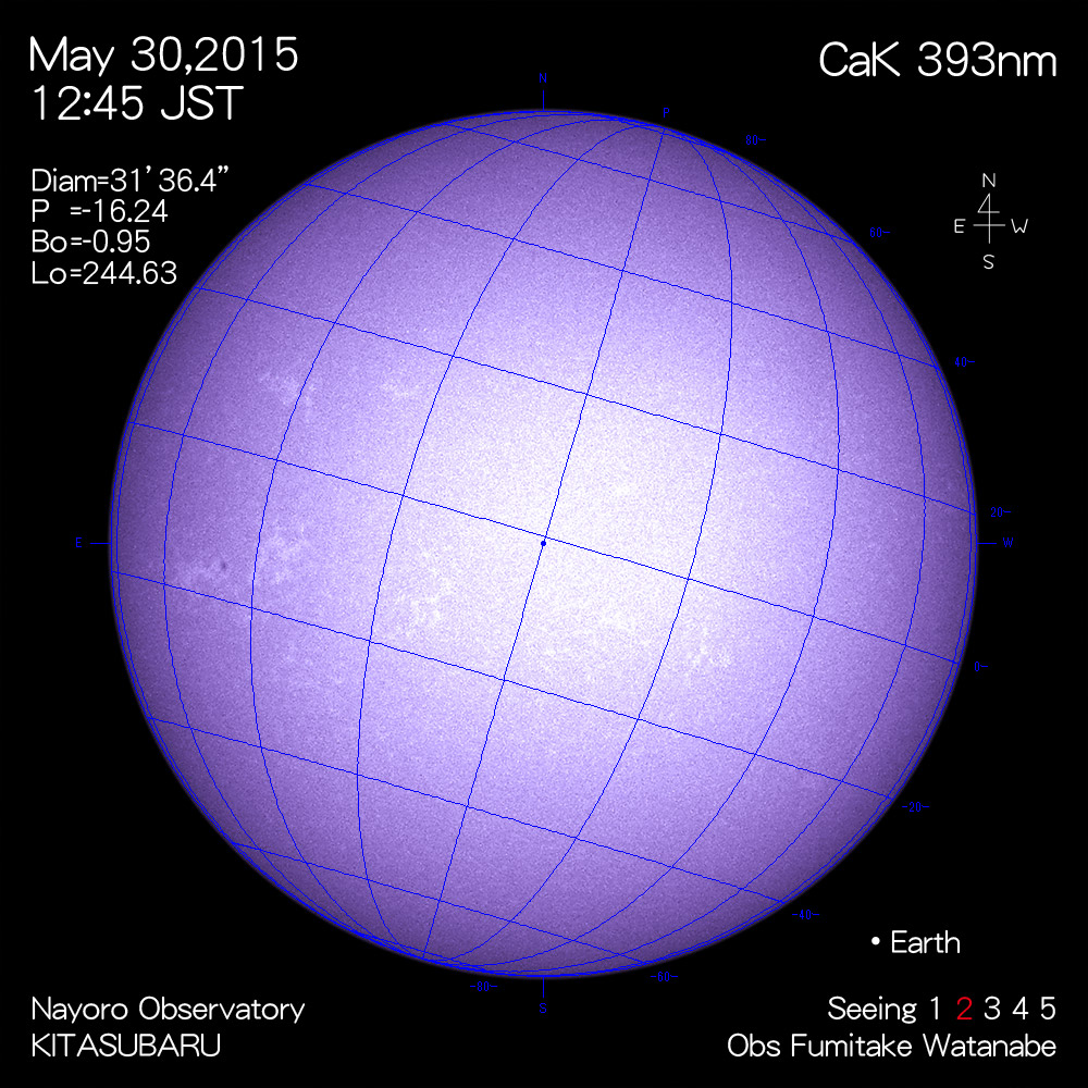 2015年5月30日CaK波長の太陽