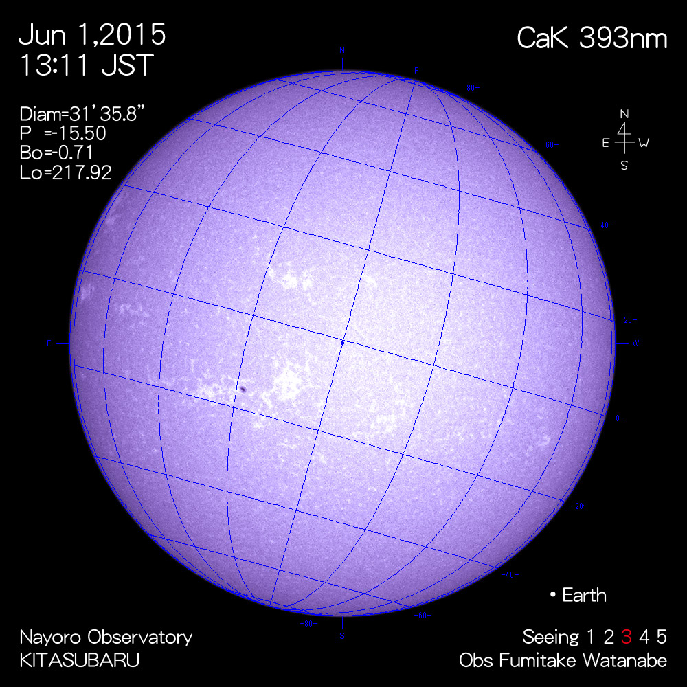 2015年6月1日CaK波長の太陽