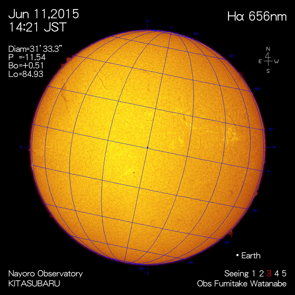 2015年6月11日Hα波長の太陽