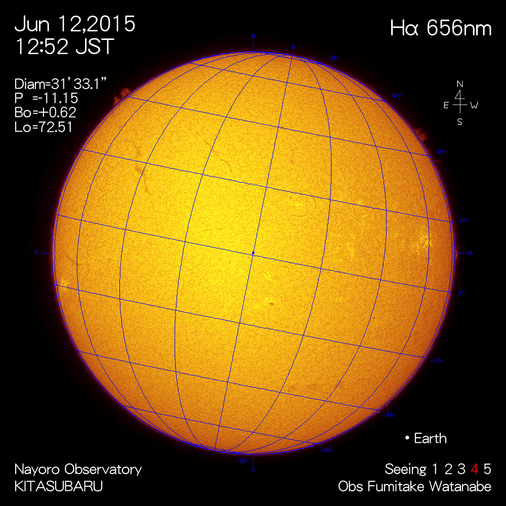 2015年6月12日Hα波長の太陽