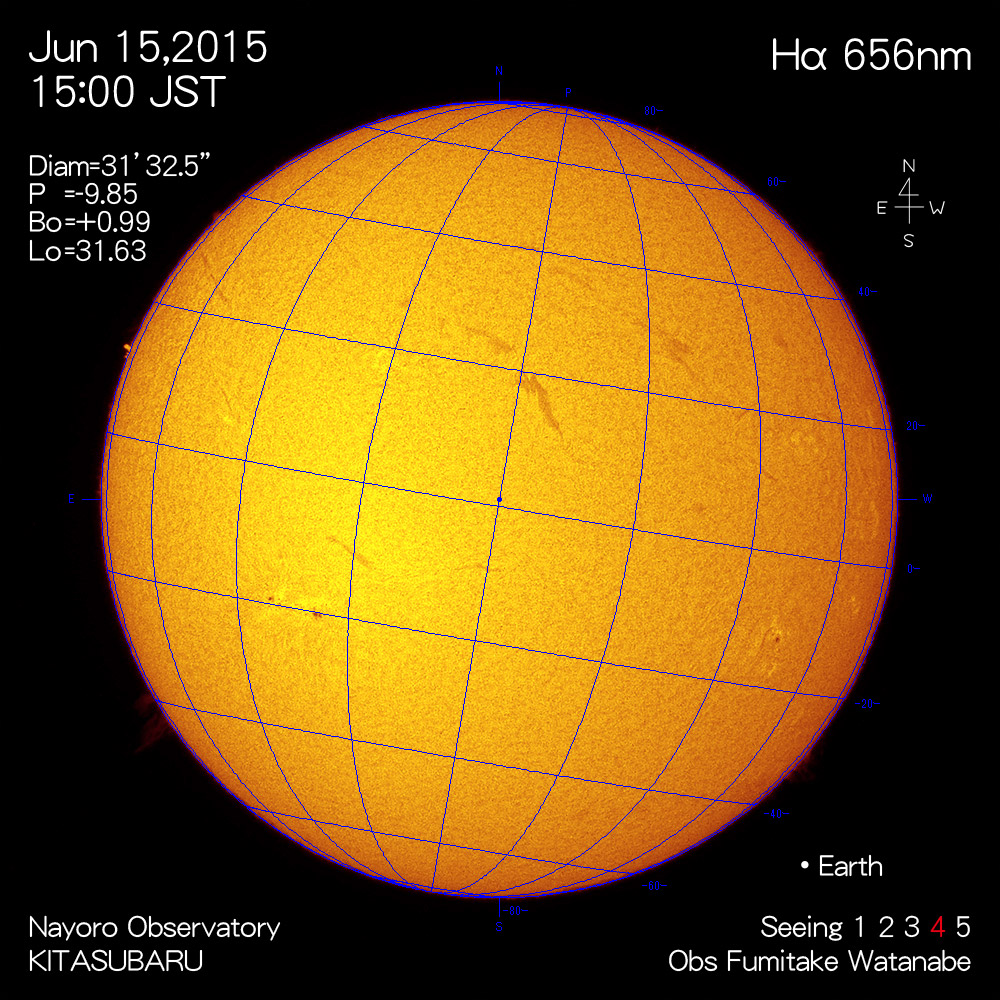 2015年6月15日Hα波長の太陽