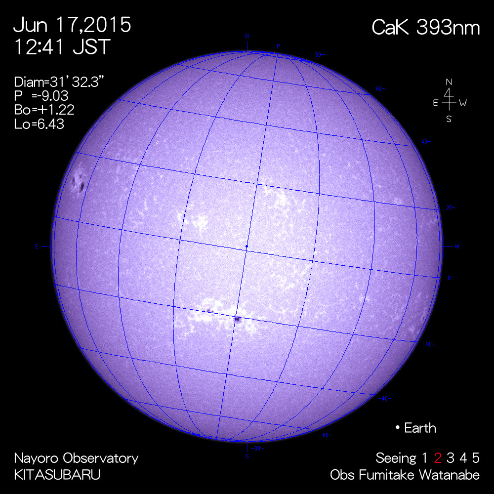 2015年6月17日CaK波長の太陽