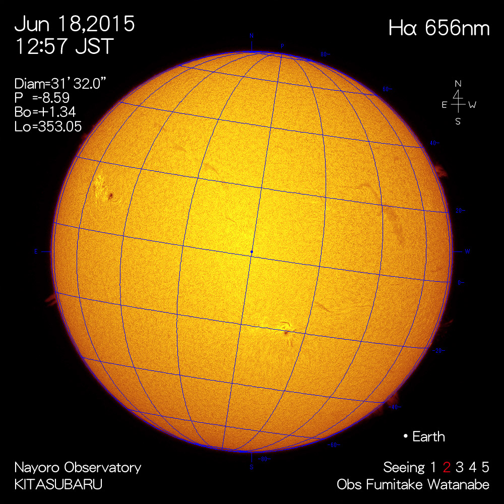 2015年6月18日Hα波長の太陽