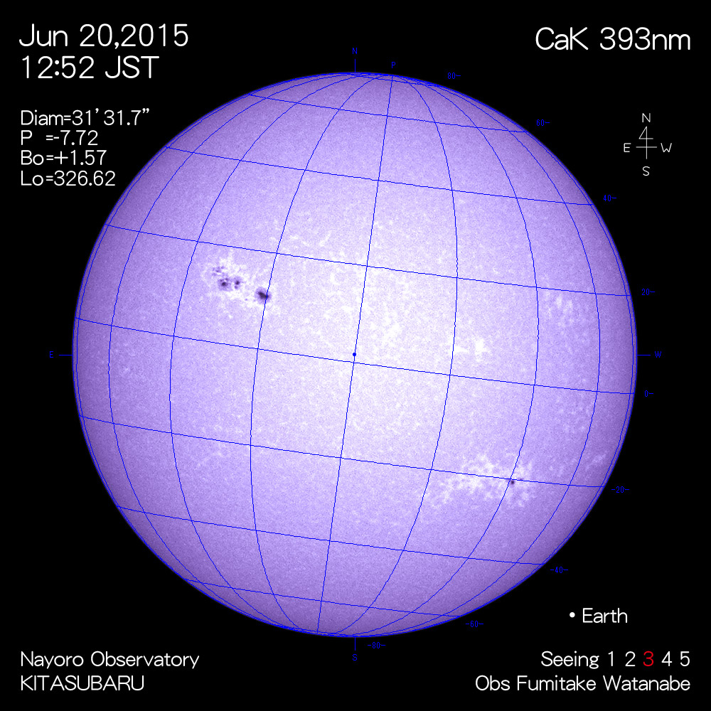 2015年6月20日CaK波長の太陽