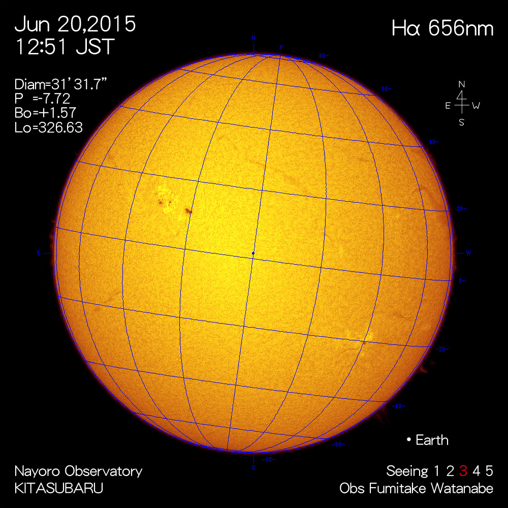2015年6月20日Hα波長の太陽