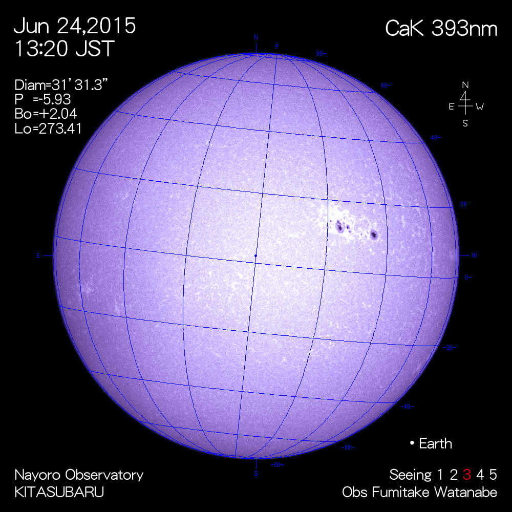 2015年6月24日CaK波長の太陽