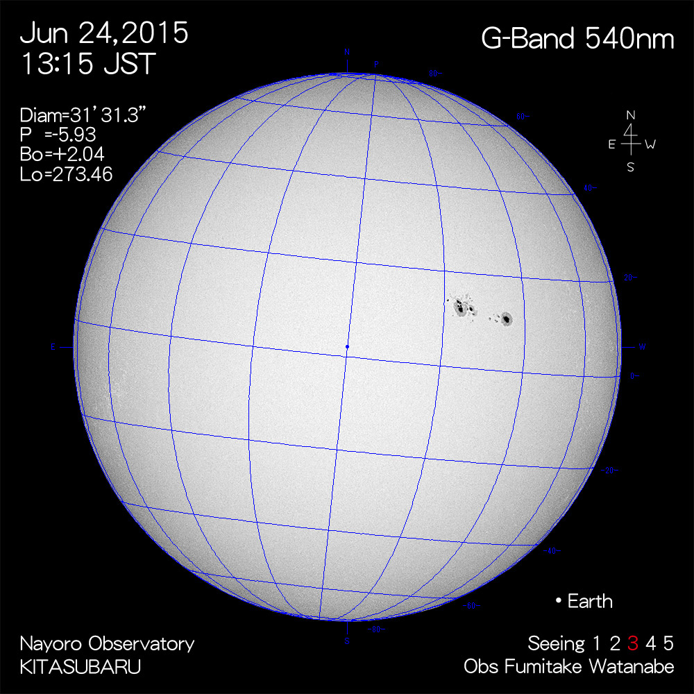 2015年6月24日540nm波長の太陽
