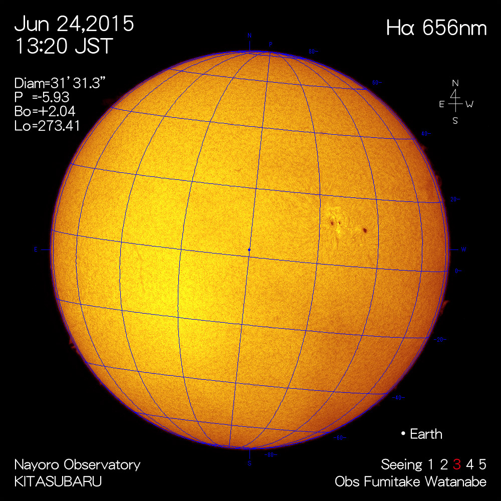 2015年6月24日Hα波長の太陽
