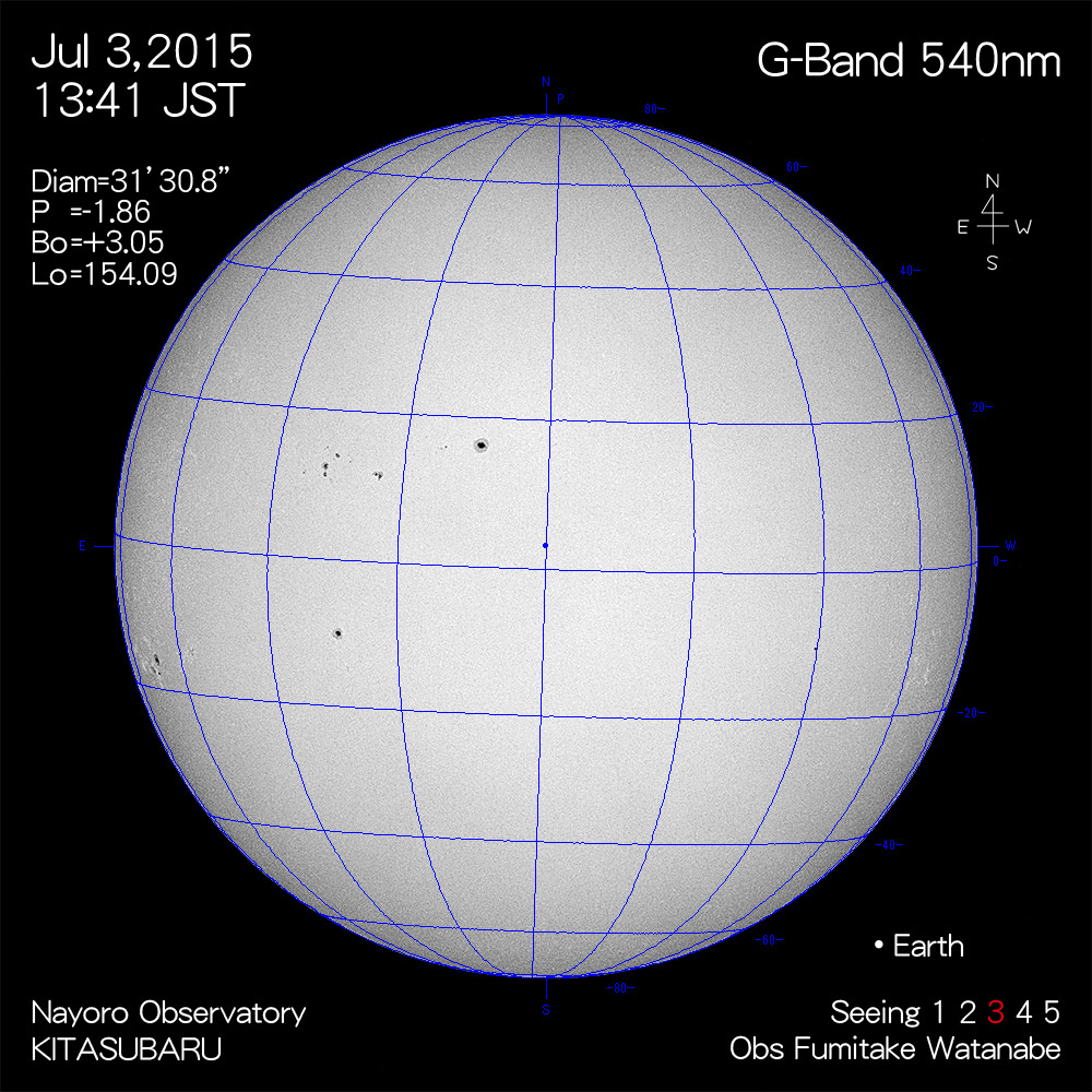 2015年7月3日540nm波長の太陽