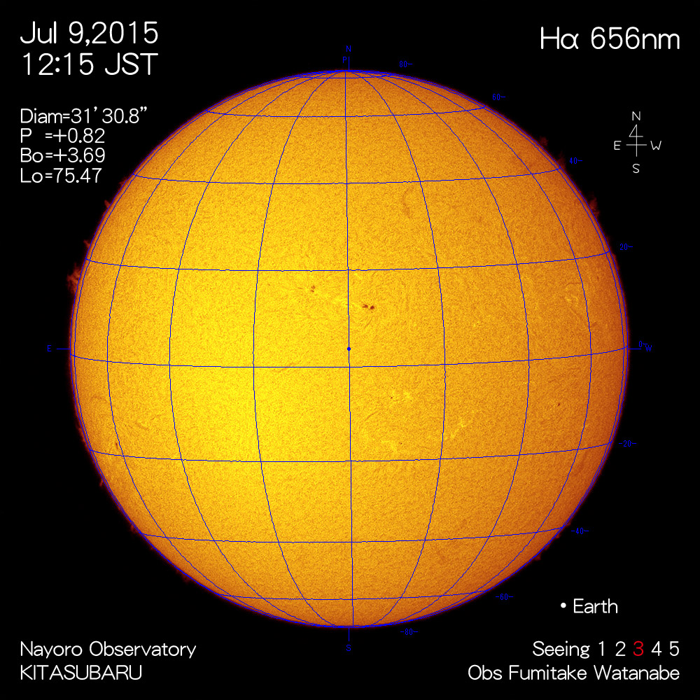 2015年7月9日Hα波長の太陽