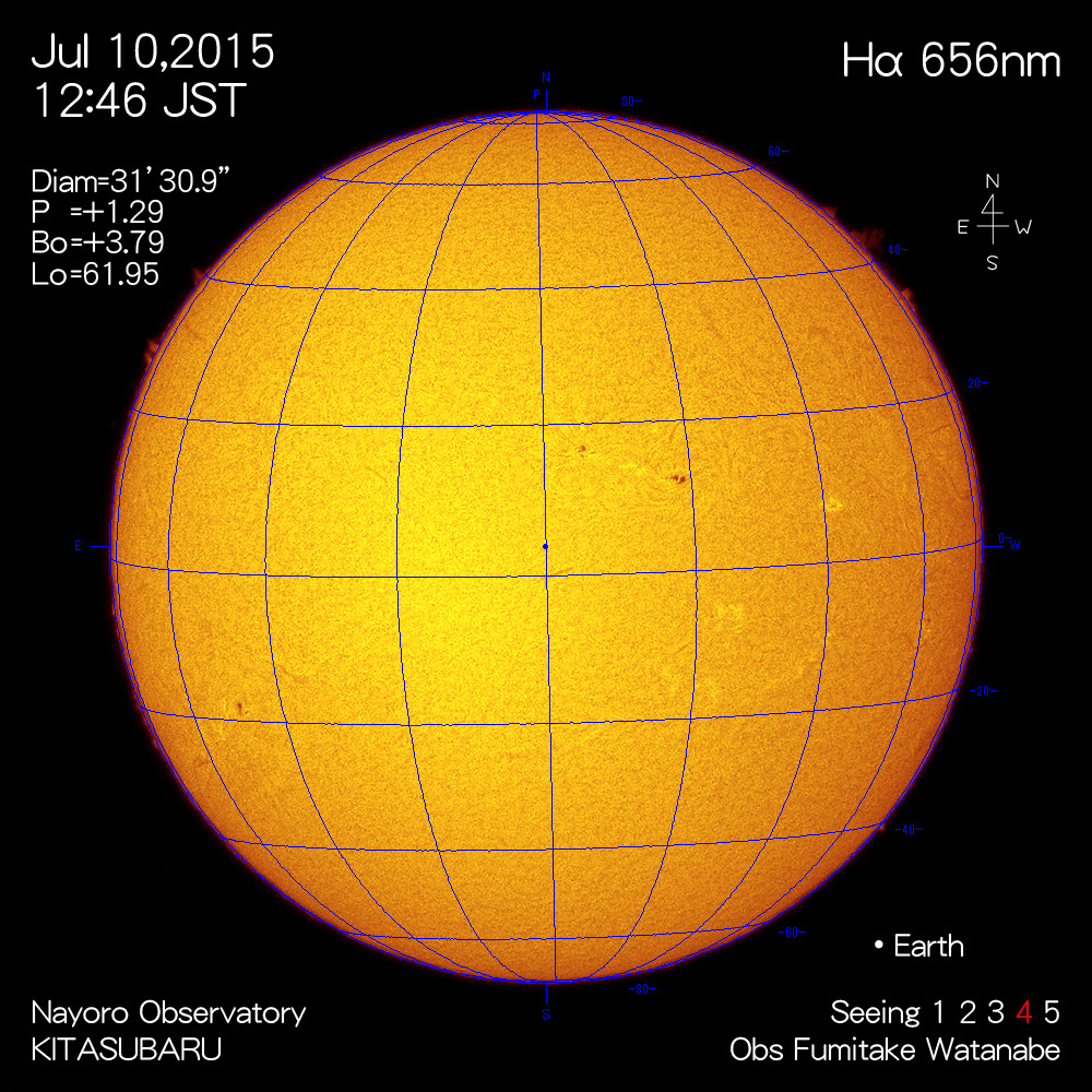 2015年7月10日Hα波長の太陽