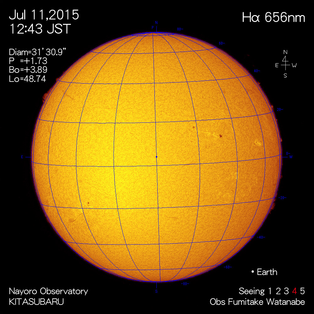2015年7月11日Hα波長の太陽