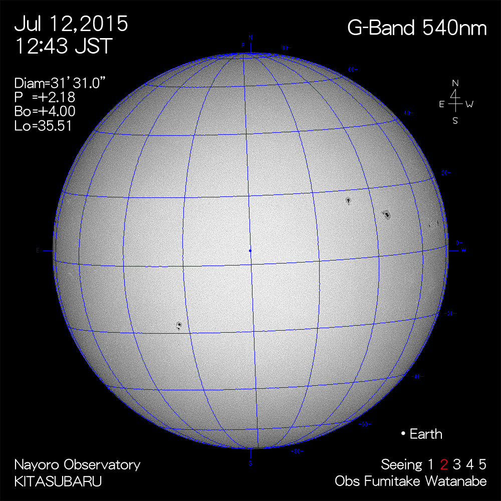 2015年7月12日540nm波長の太陽