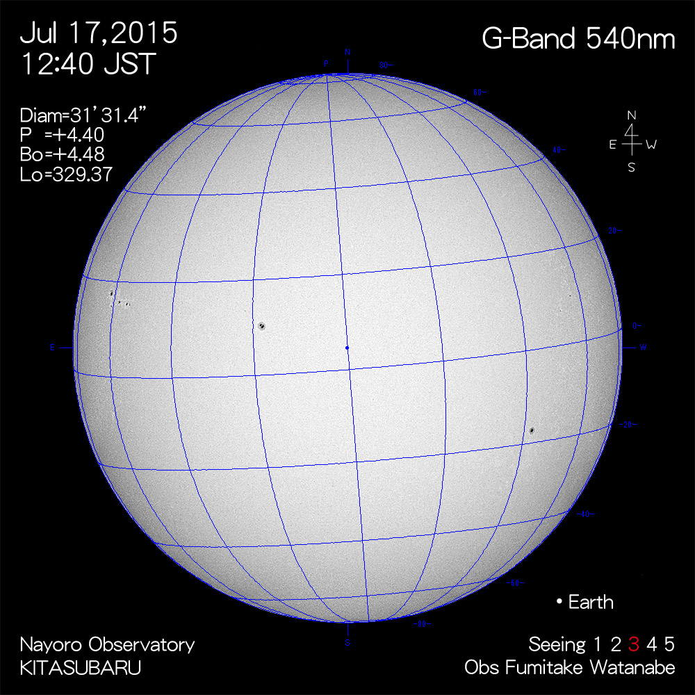 2015年7月17日540nm波長の太陽