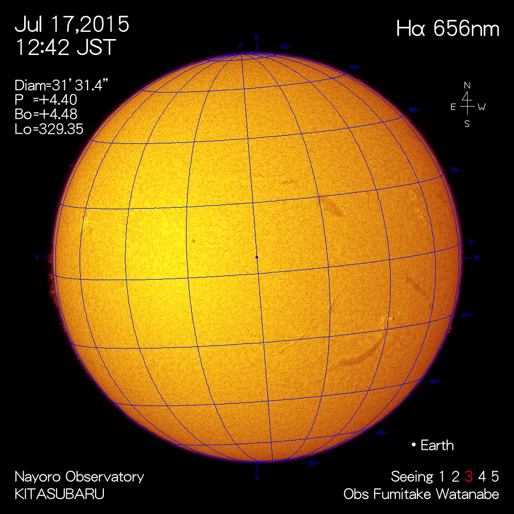 2015年7月17日Hα波長の太陽