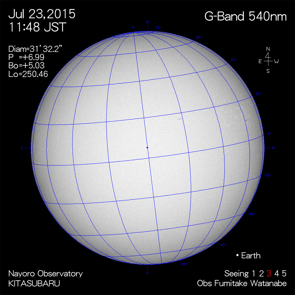 2015年7月23日540nm波長の太陽