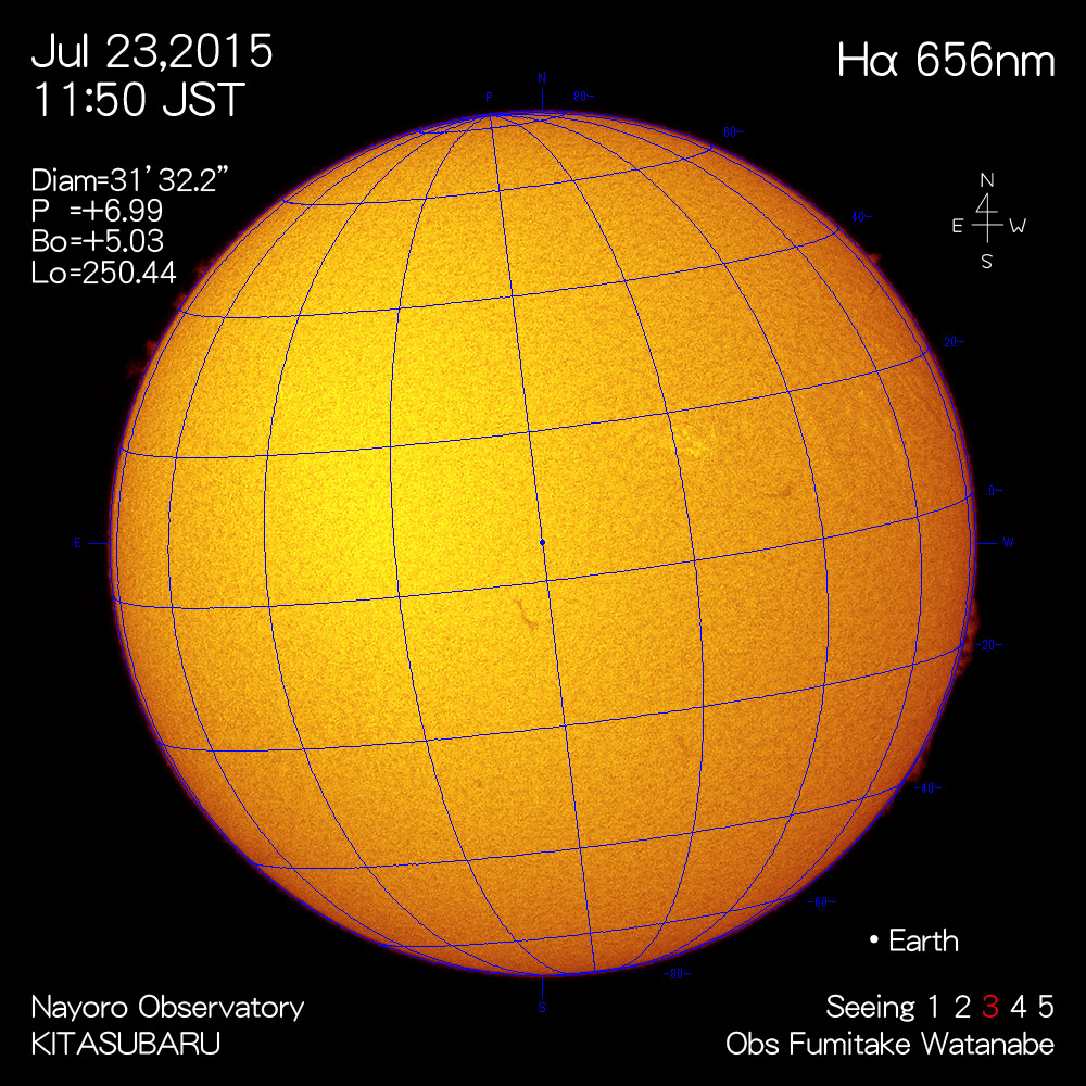 2015年7月23日Hα波長の太陽