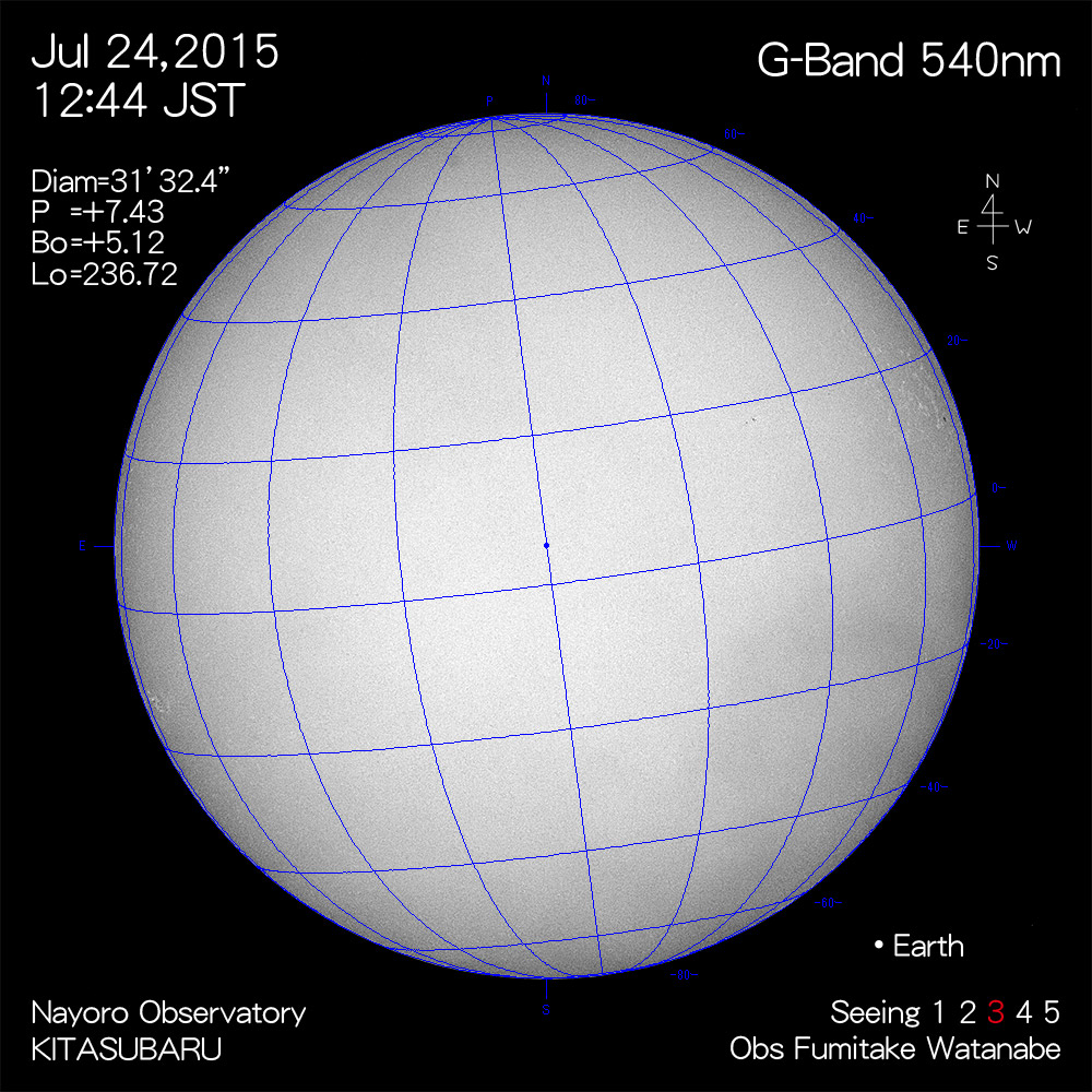 2015年7月24日540nm波長の太陽
