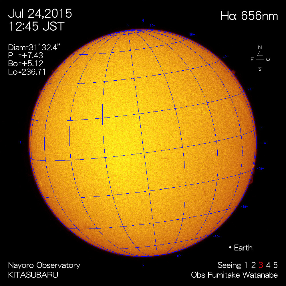 2015年7月24日Hα波長の太陽