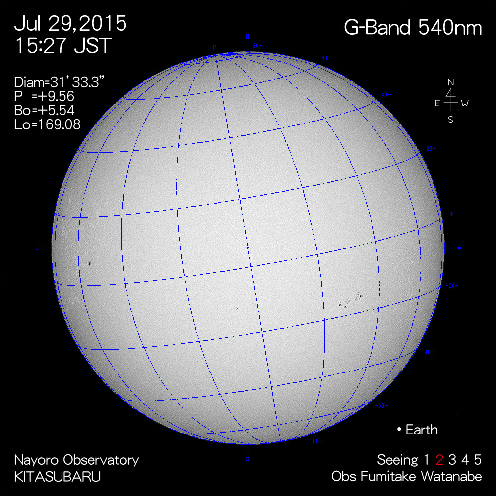 2015年7月29日540nm波長の太陽