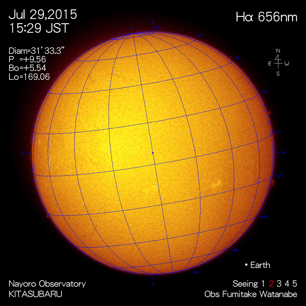 2015年7月29日Hα波長の太陽