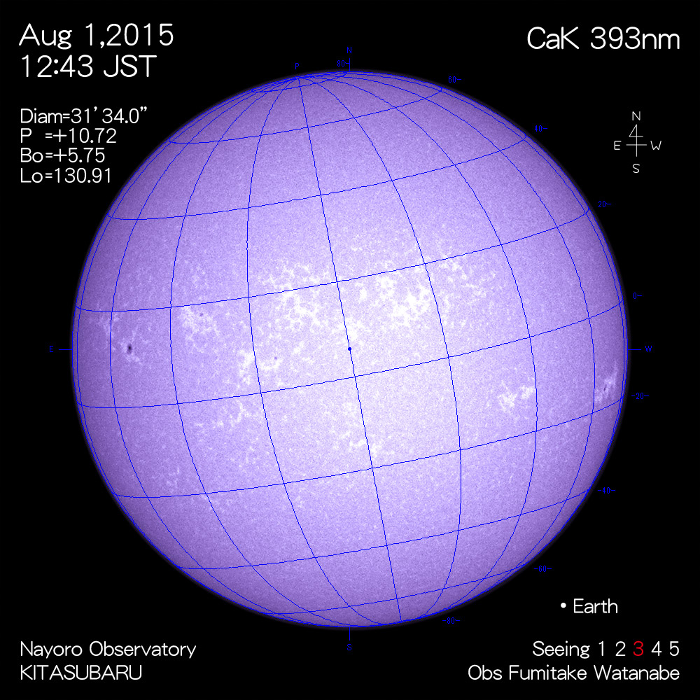 2015年8月1日CaK波長の太陽