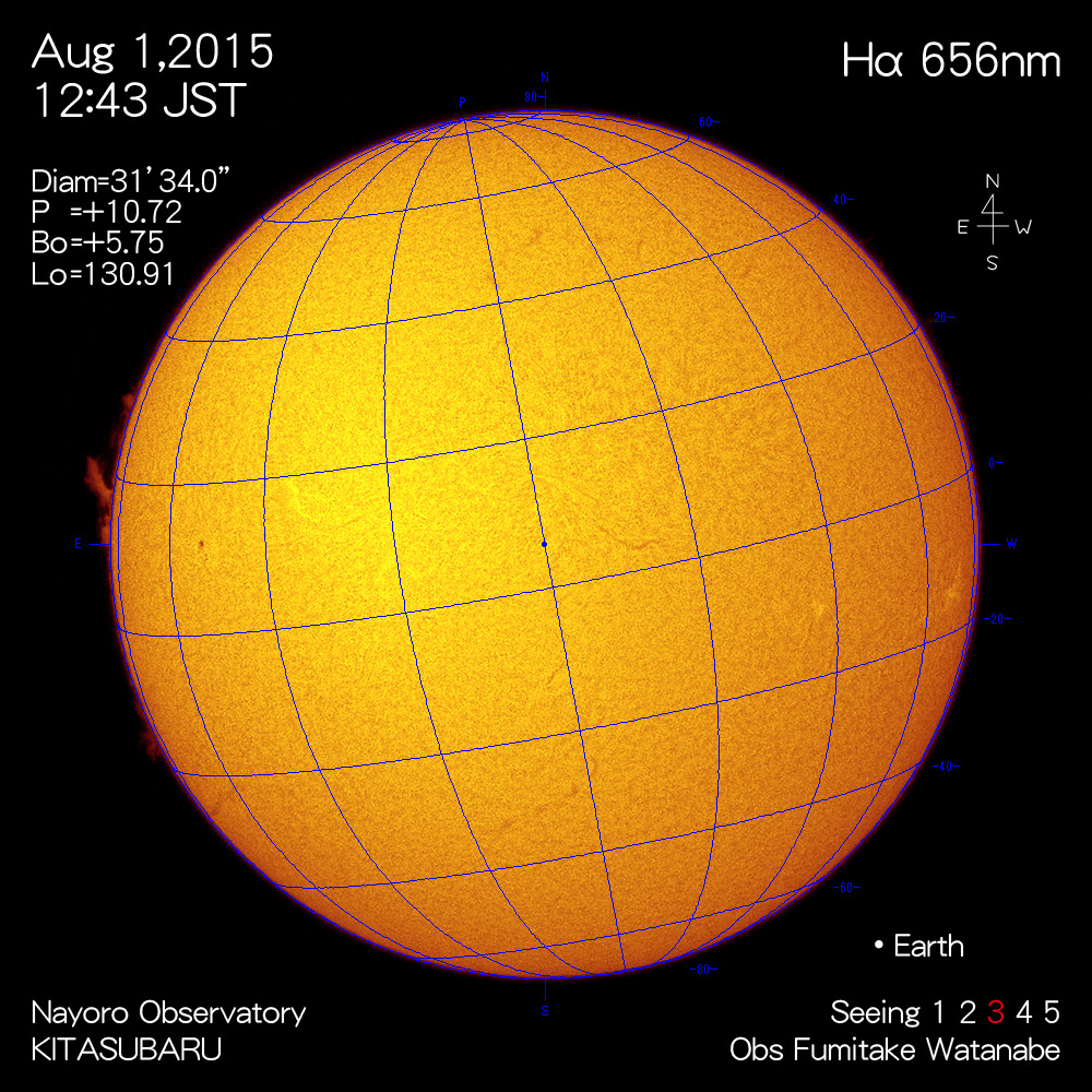 2015年8月1日Hα波長の太陽