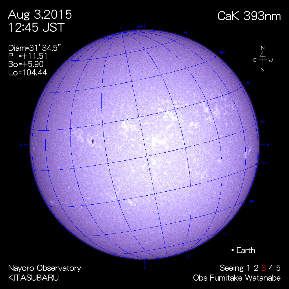 2015年8月3日CaK波長の太陽