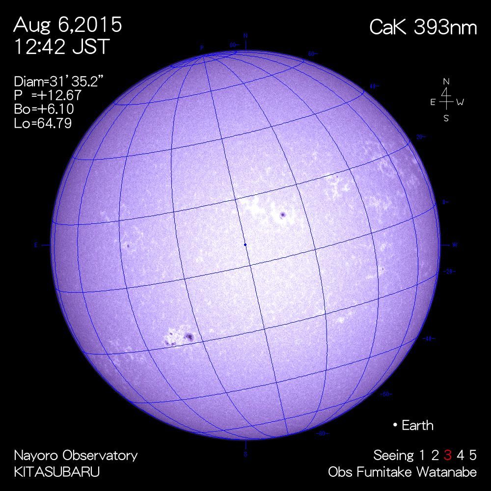 2015年8月6日CaK波長の太陽