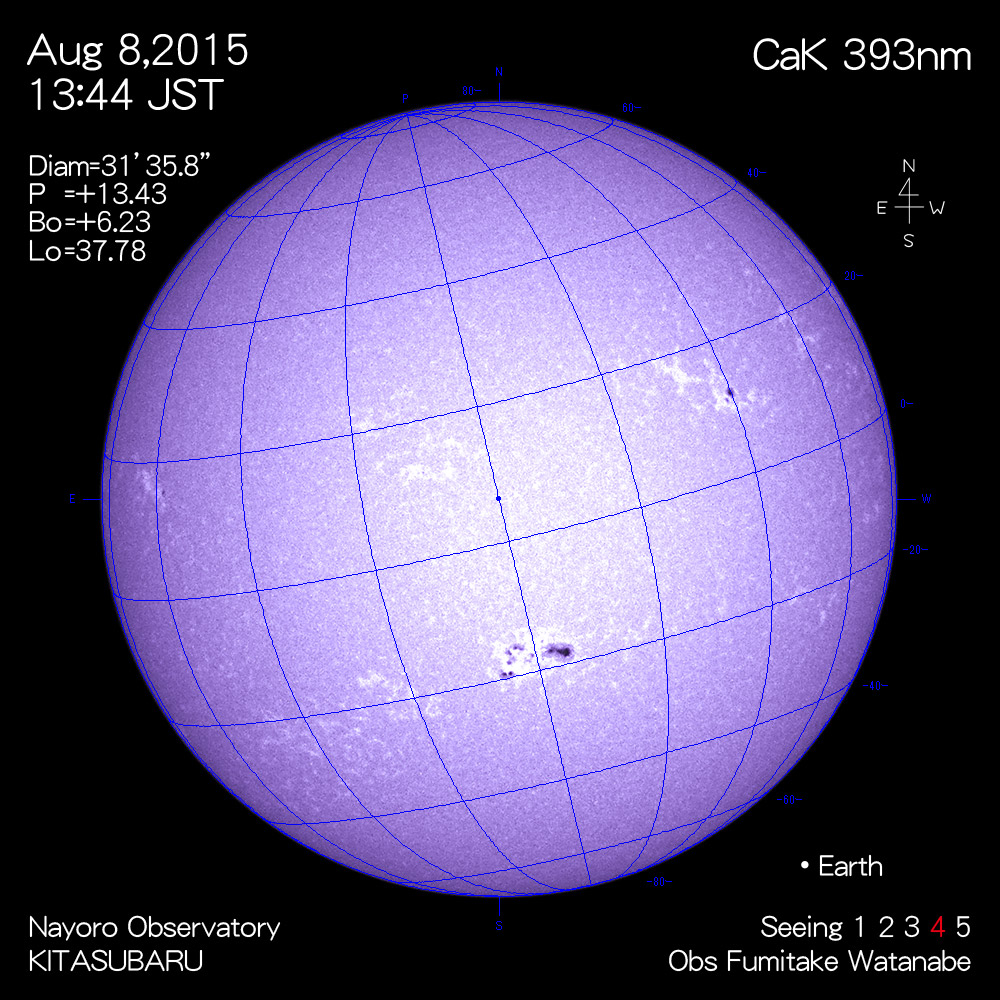 2015年8月8日CaK波長の太陽