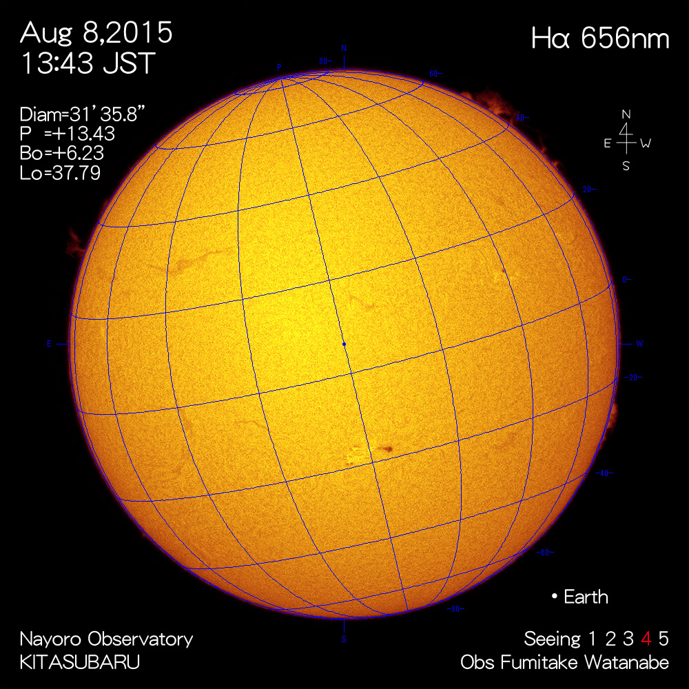 2015年8月8日Hα波長の太陽
