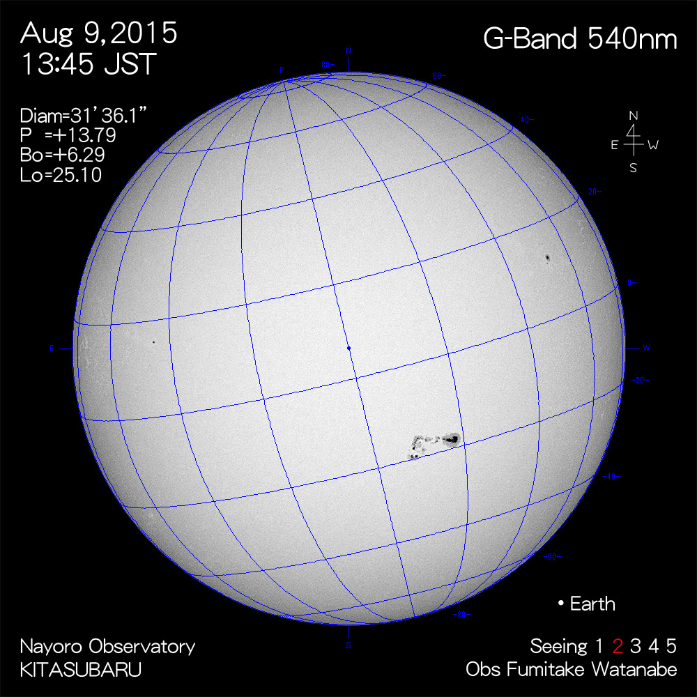 2015年8月9日540nm波長の太陽