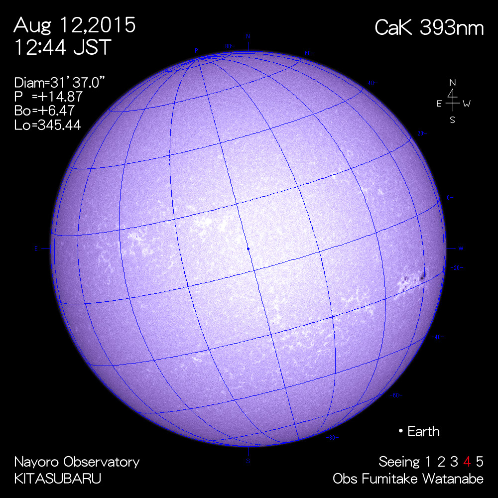 2015年8月12日CaK波長の太陽