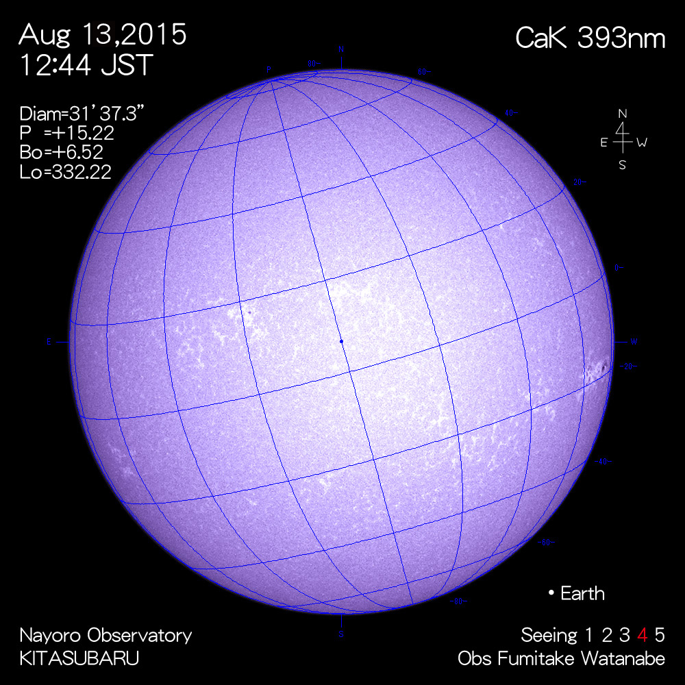 2015年8月13日CaK波長の太陽