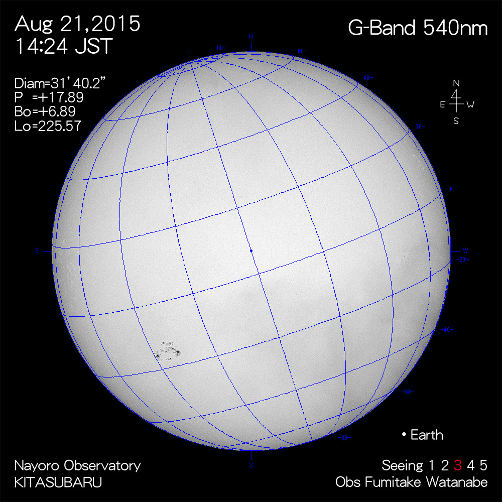 2015年8月21日540nm波長の太陽