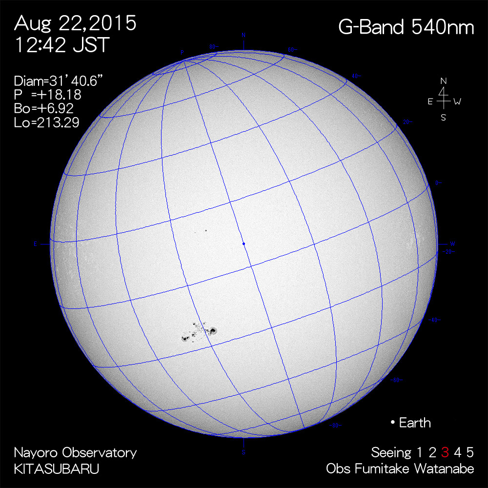 2015年8月22日540nm波長の太陽
