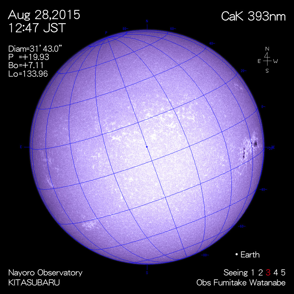 2015年8月28日CaK波長の太陽