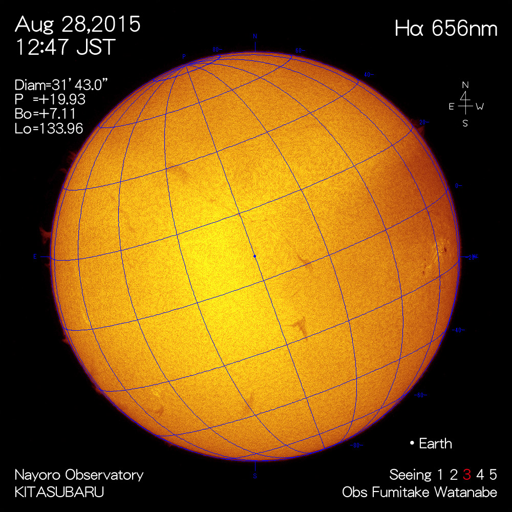 2015年8月28日Hα波長の太陽