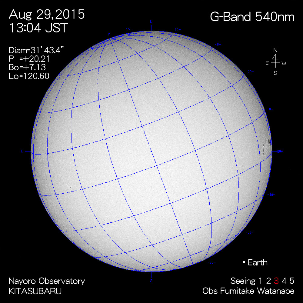 2015年8月29日540nm波長の太陽