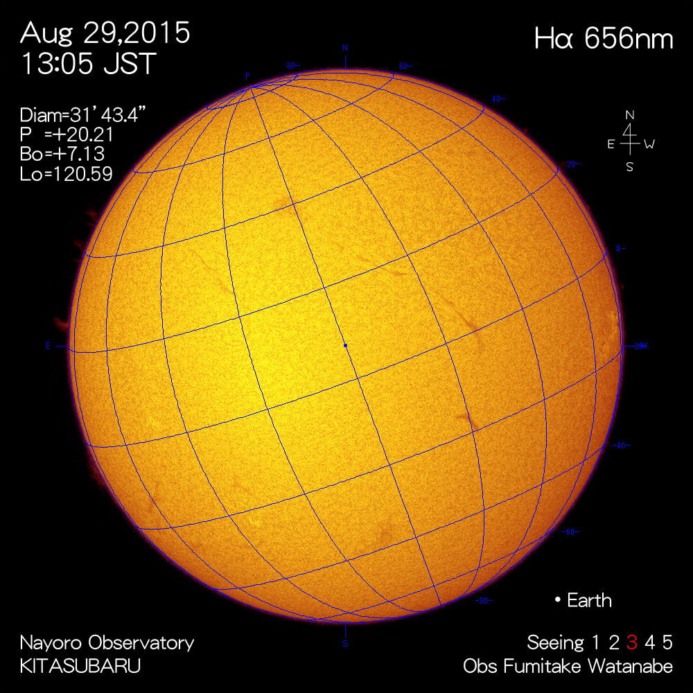 2015年8月29日Hα波長の太陽