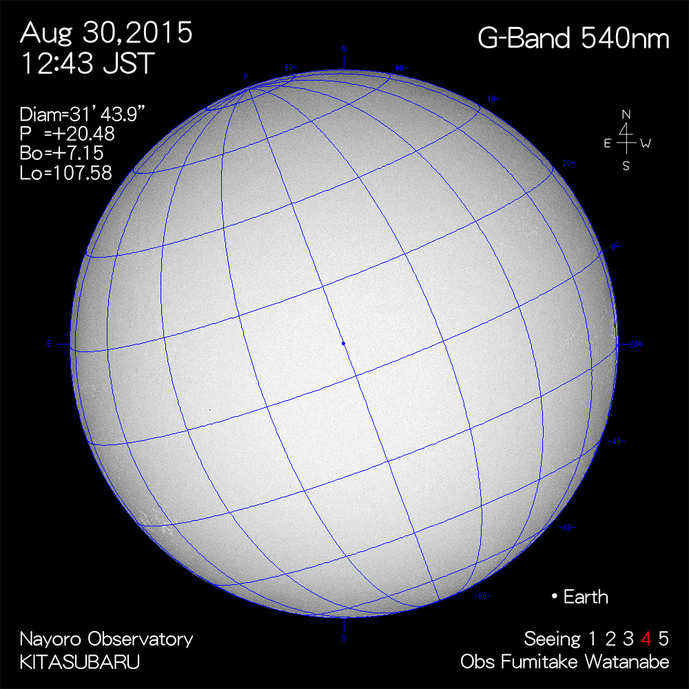 2015年8月30日540nm波長の太陽