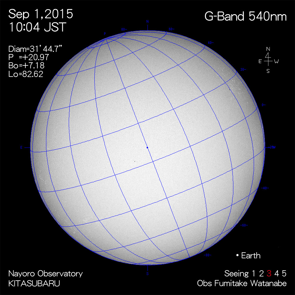 2015年9月1日540nm波長の太陽