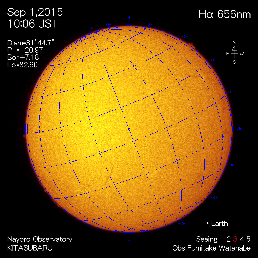 2015年9月1日Hα波長の太陽