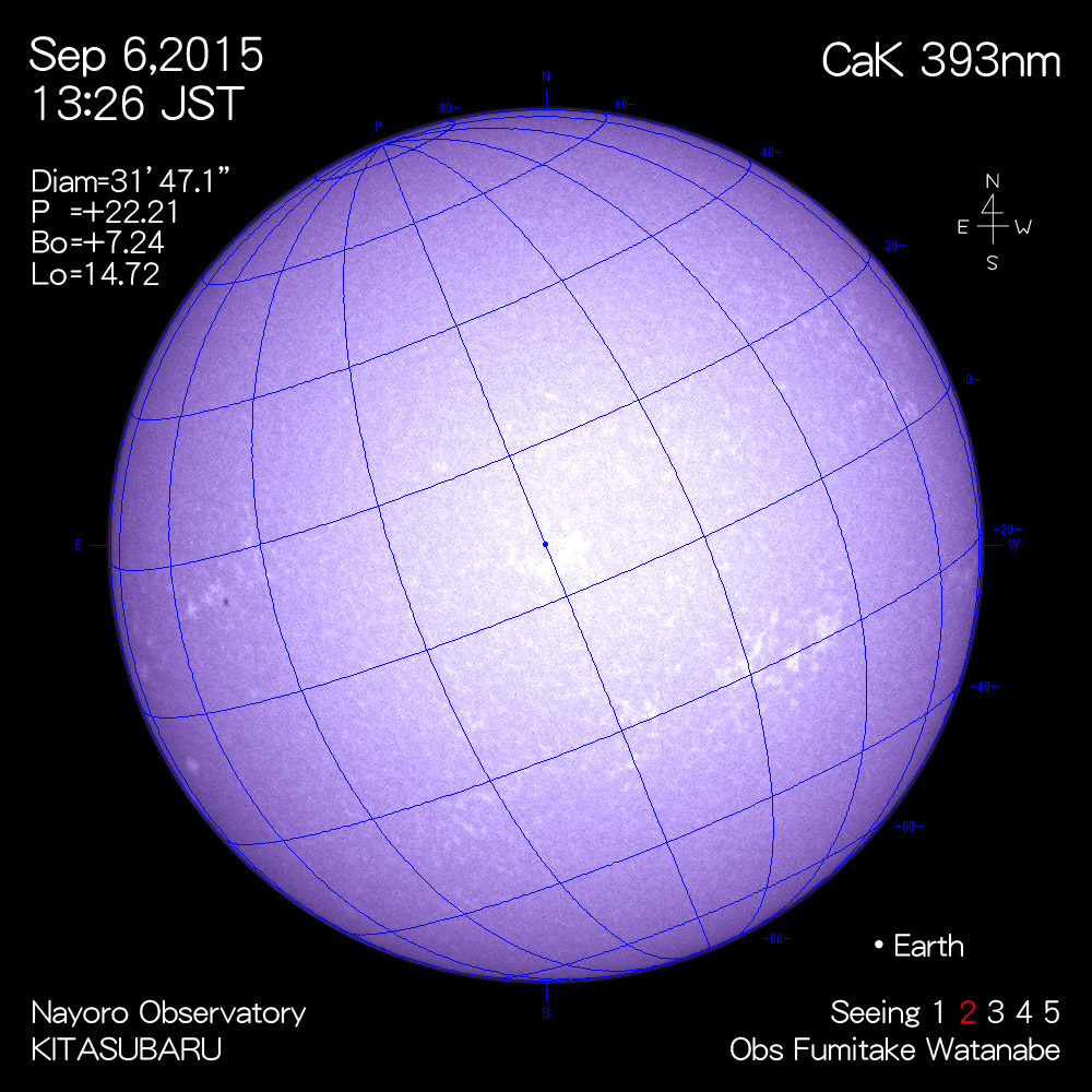 2015年9月6日CaK波長の太陽